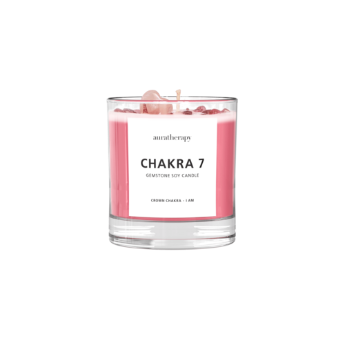 Chakra 7 Strawberry Quartz Gemstone Candle | Crown Chakra Soy Candle