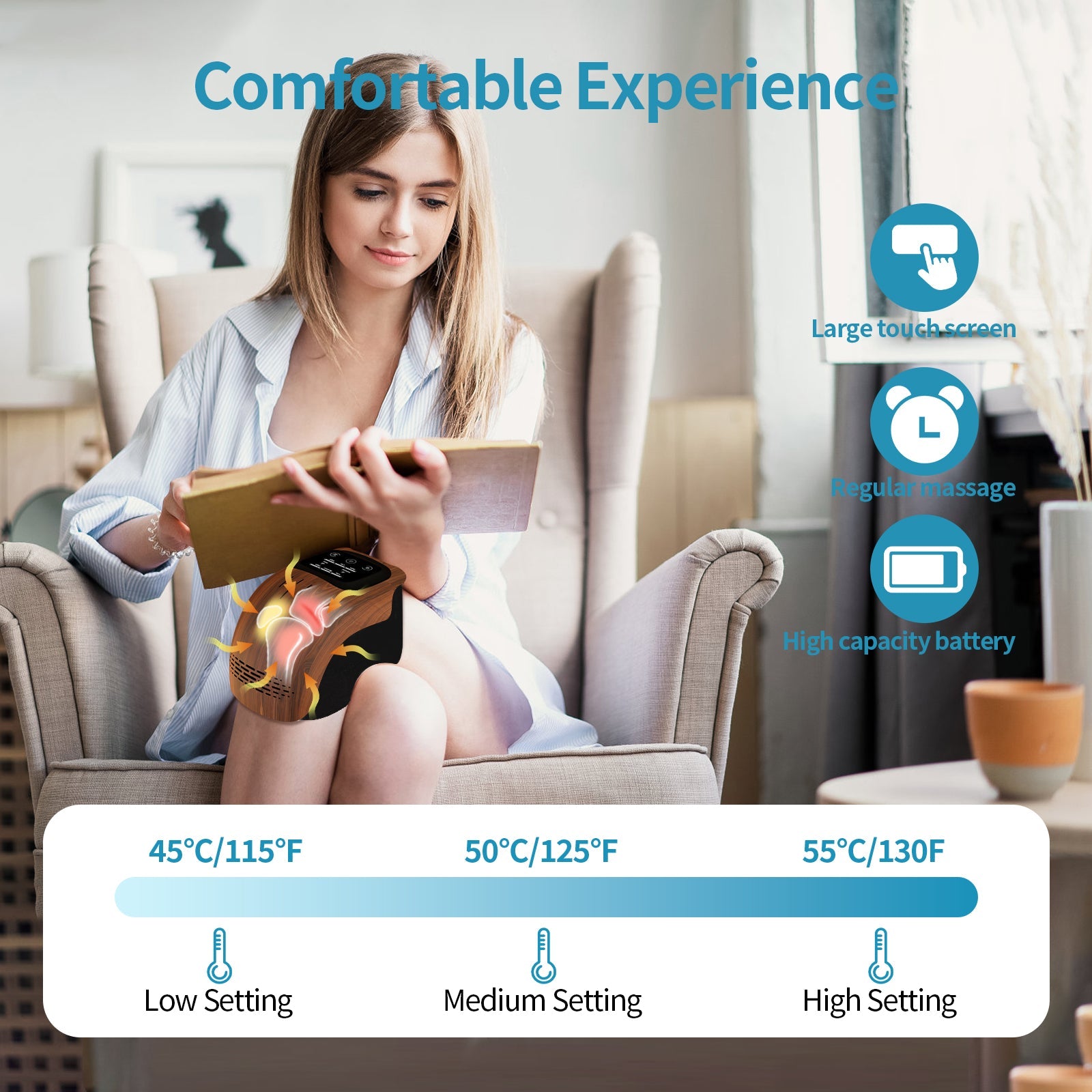 Electric Heated Knee Massager – Intelligent Kneading Therapy for Pain Relief, Circulation & Joint Support (Home Use)