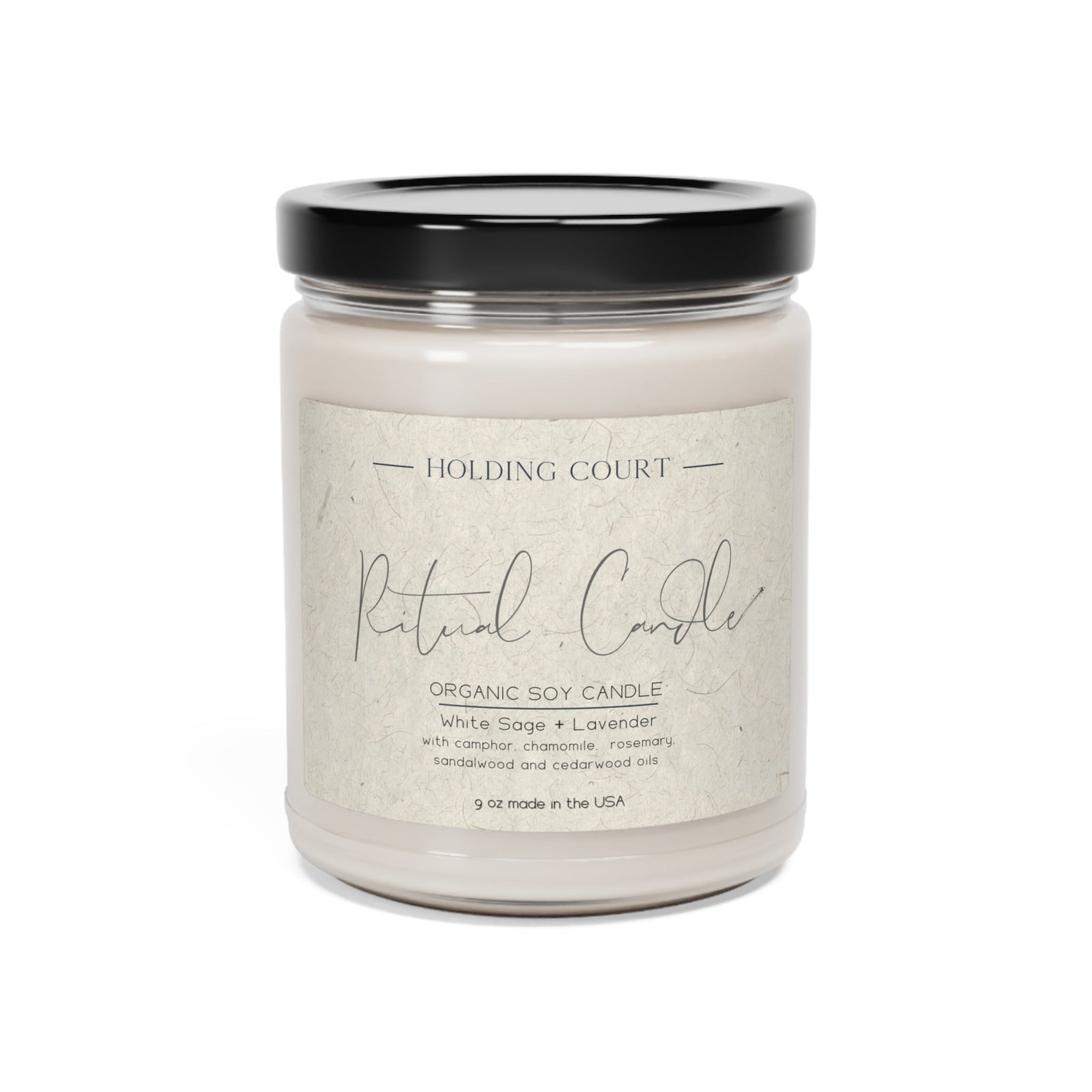 Ritual Organic Soy Candle – Lavender Sandalwood Aromatherapy Candle for Relaxation, Meditation & Stress Relief (60-Hour Burn)