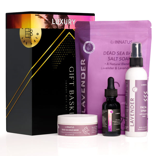 Luxury Dead Sea Spa Gift Set – Bath Salts, Mud Mask, Lavender Facial Spray & Essential Oil | At-Home Spa Relaxation & Skin Detox Kit