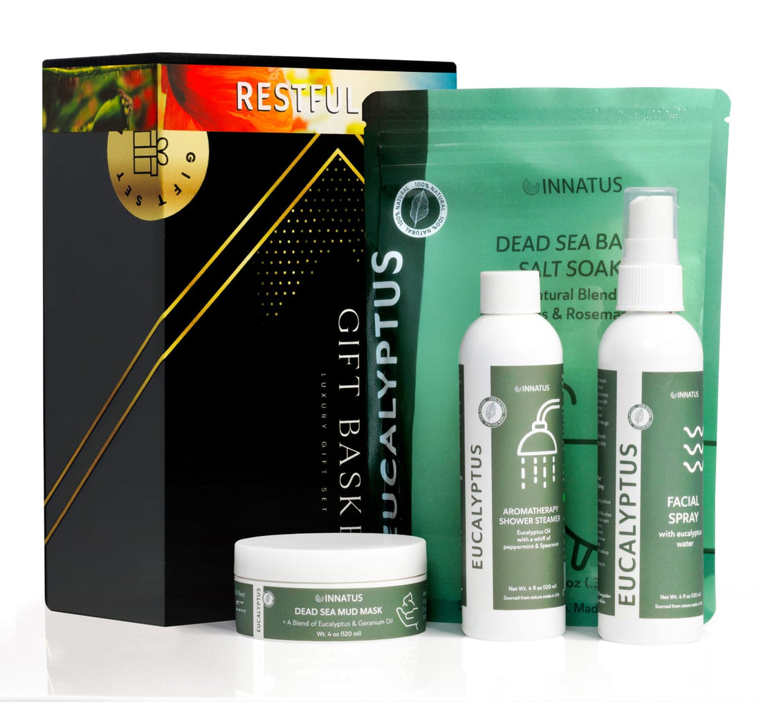 Luxury Dead Sea Spa Gift Set – Bath Salts, Mud Mask, Aromatherapy Shower Spray & Facial Mist | At-Home Spa Wellness Kit