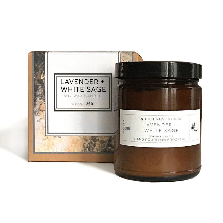 Lavender + White Sage Aromatherapy Soy Wax Candle – Cleansing Herbal Candle with Essential Oils | Hand-Poured Relaxing Home Fragrance
