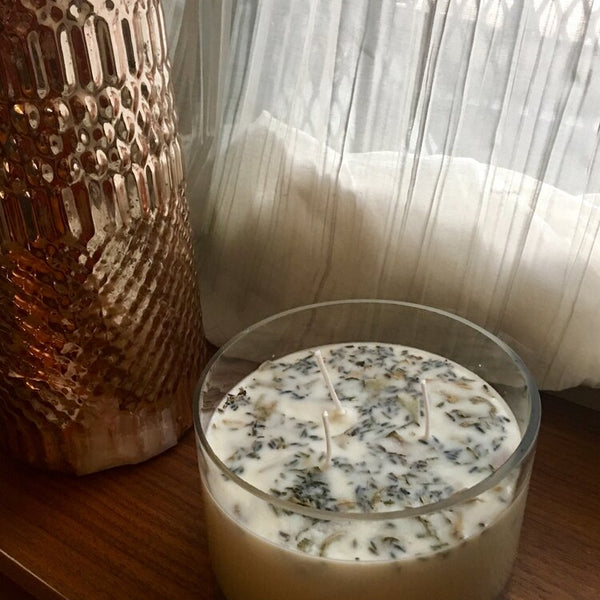 Lavender + White Sage Aromatherapy 3-Wick Soy Wax Candle – Large Cleansing Essential Oil Candle for Relaxation & Home Ambiance
