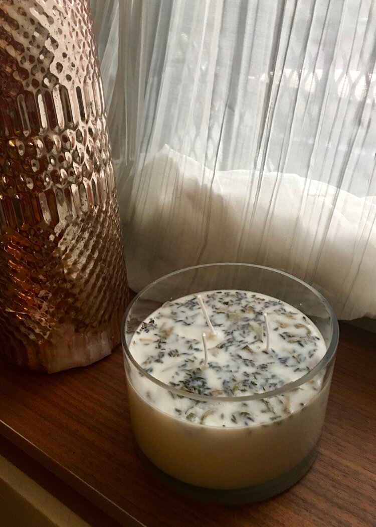 Lavender + White Sage Aromatherapy 3-Wick Soy Wax Candle – Large Cleansing Essential Oil Candle for Relaxation & Home Ambiance