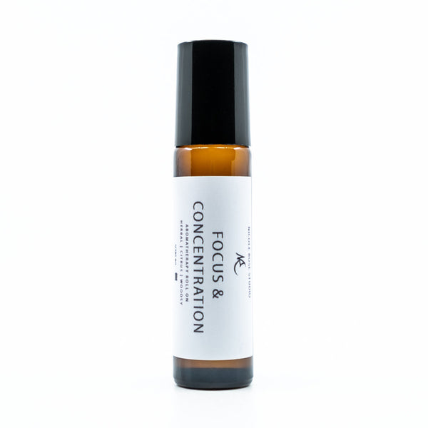 Focus + Concentration Essential Oil Roll-On – Rosemary, Lemon & Peppermint Aromatherapy Blend for Mental Clarity & Energy