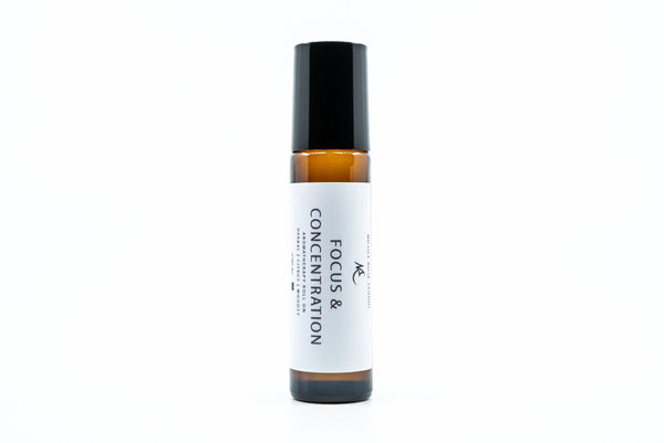 Focus + Concentration Essential Oil Roll-On – Rosemary, Lemon & Peppermint Aromatherapy Blend for Mental Clarity & Energy