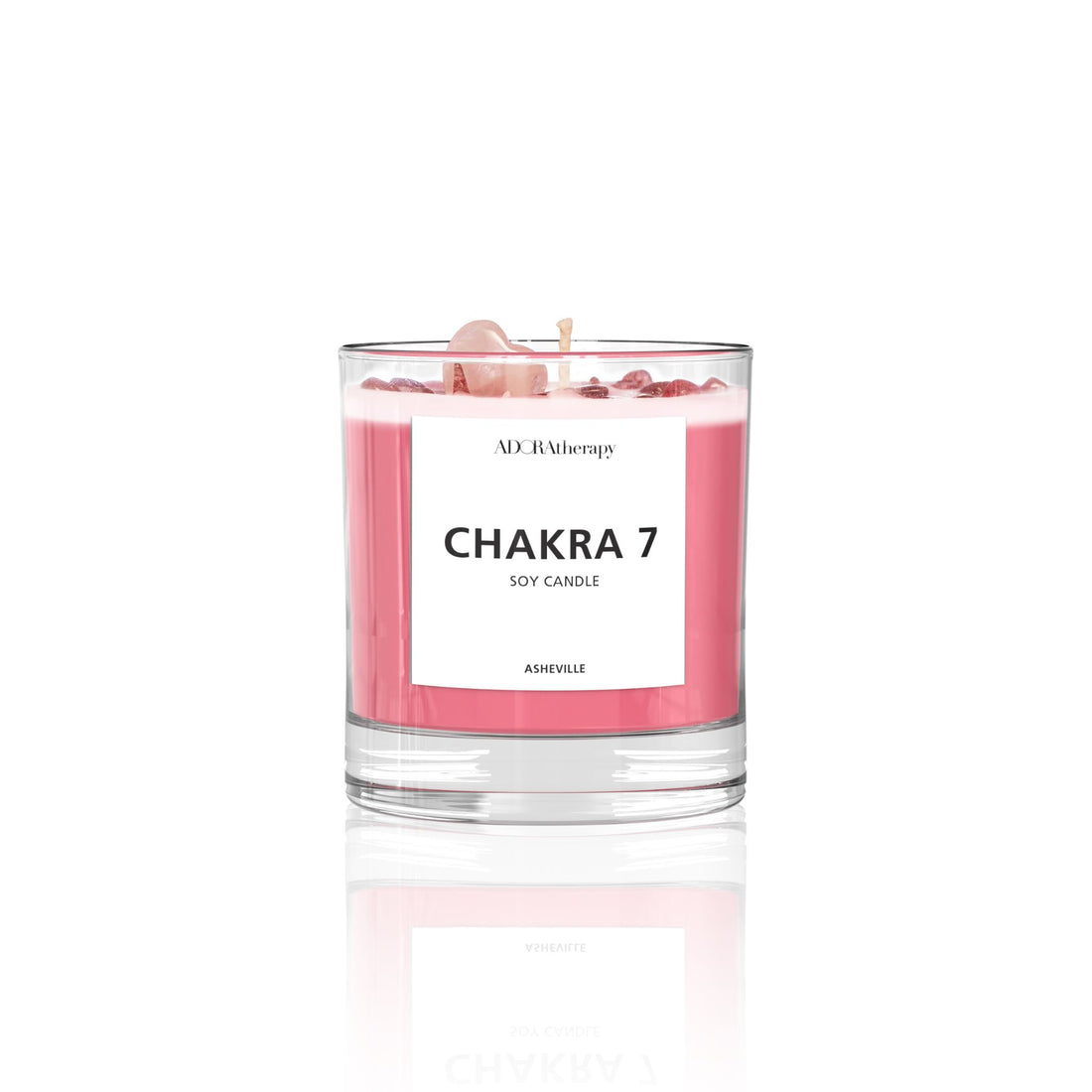 Chakra 7 Strawberry Quartz Gemstone Candle | Crown Chakra Soy Candle