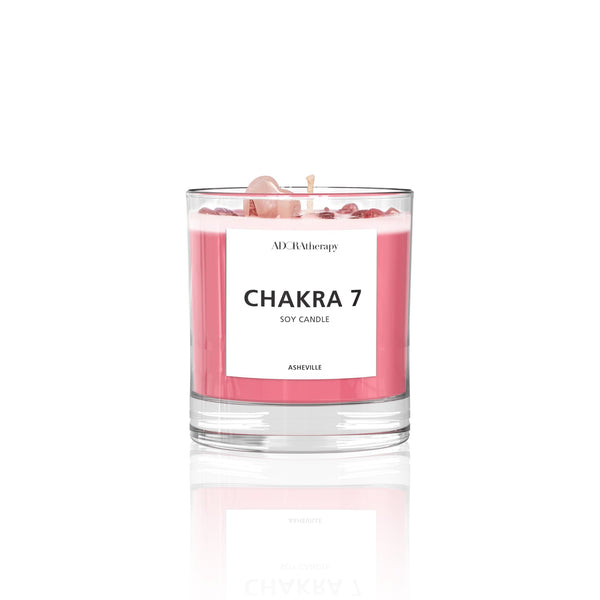 Chakra 7 Strawberry Quartz Gemstone Candle | Crown Chakra Soy Candle