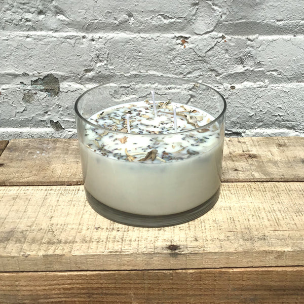 Lavender + White Sage Aromatherapy 3-Wick Soy Wax Candle – Large Cleansing Essential Oil Candle for Relaxation & Home Ambiance