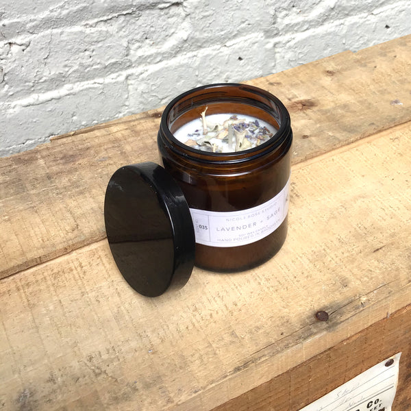 Lavender + White Sage Aromatherapy Soy Wax Candle – Cleansing Herbal Candle with Essential Oils | Hand-Poured Relaxing Home Fragrance