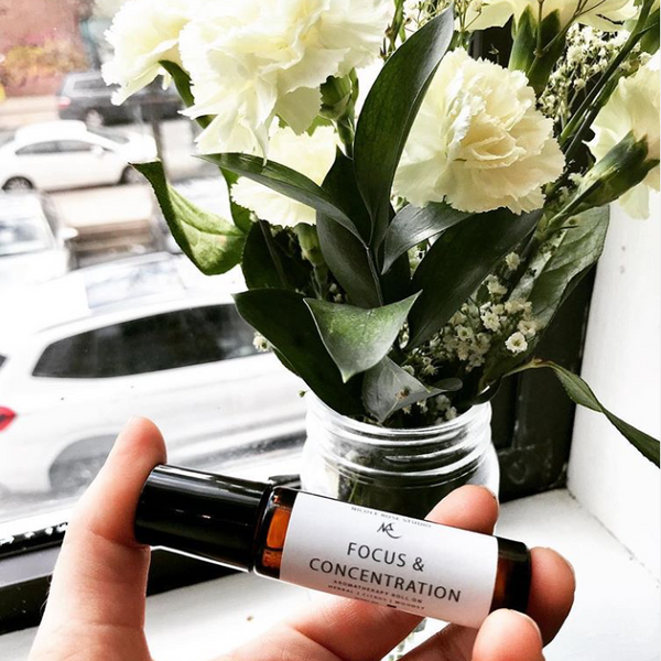 Focus + Concentration Essential Oil Roll-On – Rosemary, Lemon & Peppermint Aromatherapy Blend for Mental Clarity & Energy