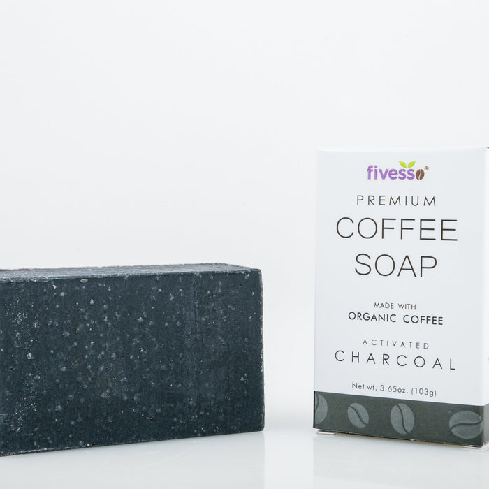 Activated Charcoal Premium Coffee Soap Bar – Organic Exfoliating Detox Soap | Vegan Handmade Face & Body Scrub Bar
