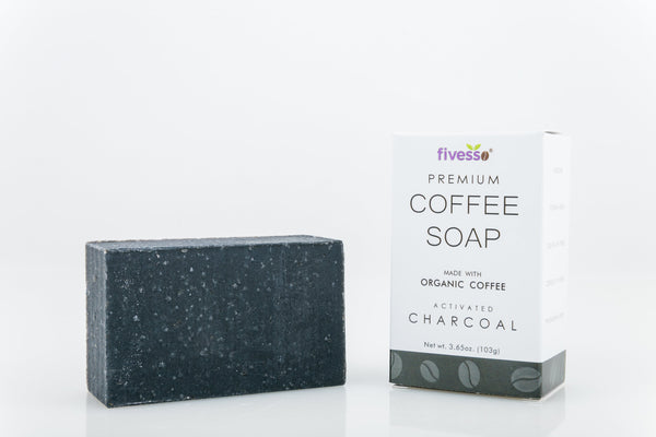 Activated Charcoal Premium Coffee Soap Bar – Organic Exfoliating Detox Soap | Vegan Handmade Face & Body Scrub Bar