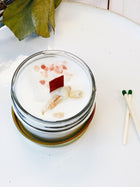 Space Clearing Intention Candle – Soy Wax with Palo Santo, Quartz Crystal & Essential Oils for Energy Cleansing