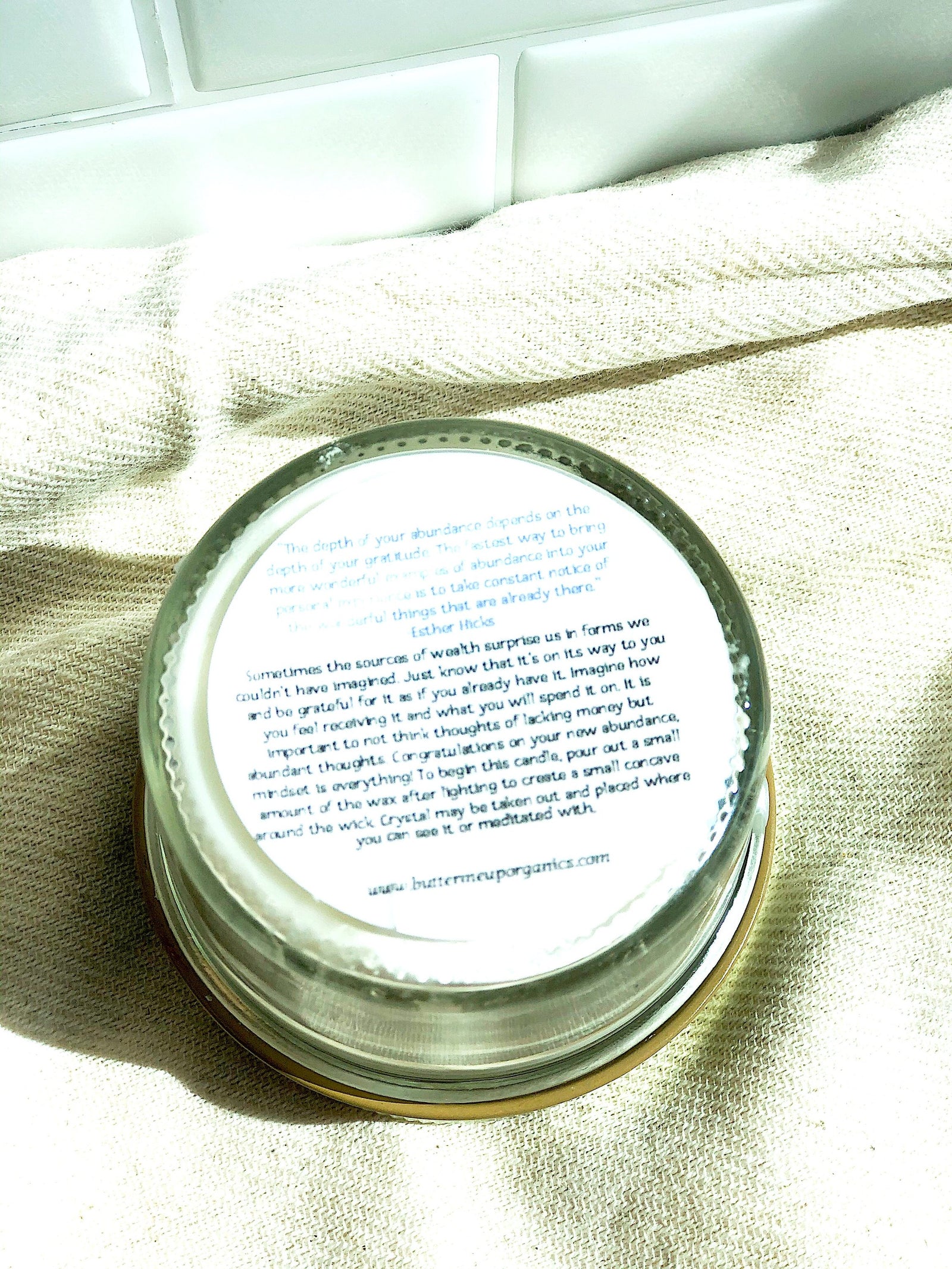 Abundance Intention Candle – Soy Candle with Citrine Crystal, Money Herbs & Essential Oils for Prosperity, Wealth & Manifestation (4oz)
