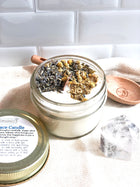 Peace Intention Candle – Lavender Chamomile Soy Candle with Quartz Crystal, Calming Meditation & Anxiety Relief Candle (4oz)
