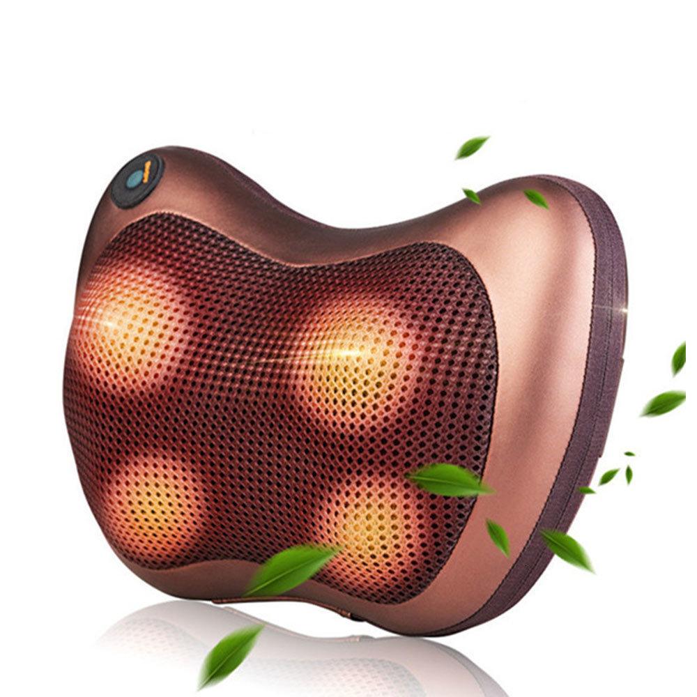 Portable 4-Head Shiatsu Massage Pillow with Heat – Deep Tissue Neck & Back Massager