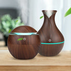 USB Ultrasonic Aroma Diffuser & Cool Mist Humidifier – 130ml Wood Grain Essential Oil Diffuser with LED Light for Home, Office & Sleep