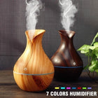 USB Ultrasonic Aroma Diffuser & Cool Mist Humidifier – 130ml Wood Grain Essential Oil Diffuser with LED Light for Home, Office & Sleep