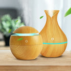 USB Ultrasonic Aroma Diffuser & Cool Mist Humidifier – 130ml Wood Grain Essential Oil Diffuser with LED Light for Home, Office & Sleep